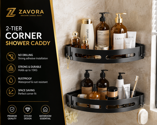 ZAVORA 2-Tier Corner Shower Caddy