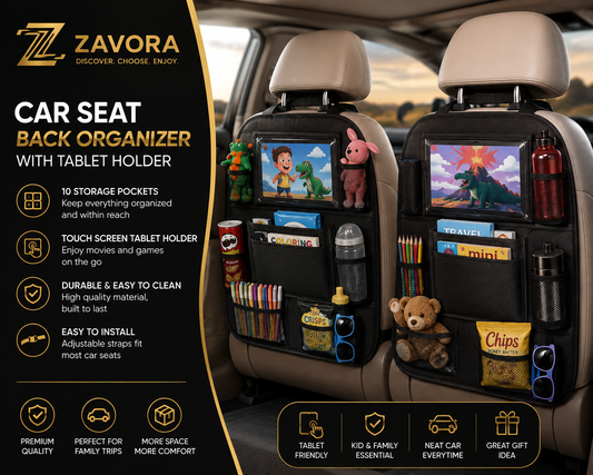 ZAVORA Car Seat Back Organizer with Tablet Holder