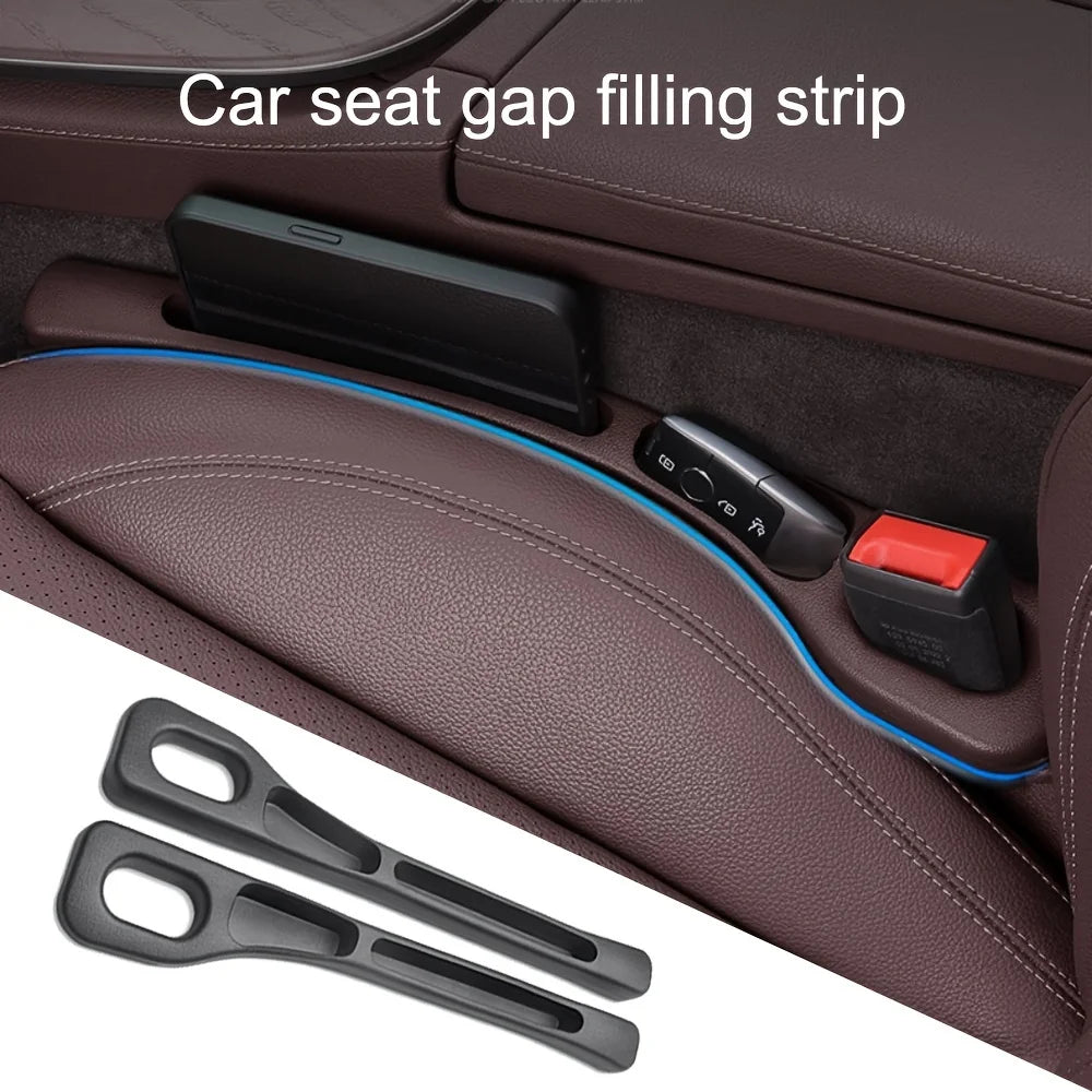2pc Car Seat Gap Filler Organizer Pu Waterproof Car Seat Gap Plug Strip with 2 Grooves Seat Gap Storage Auto Interior Accessorie