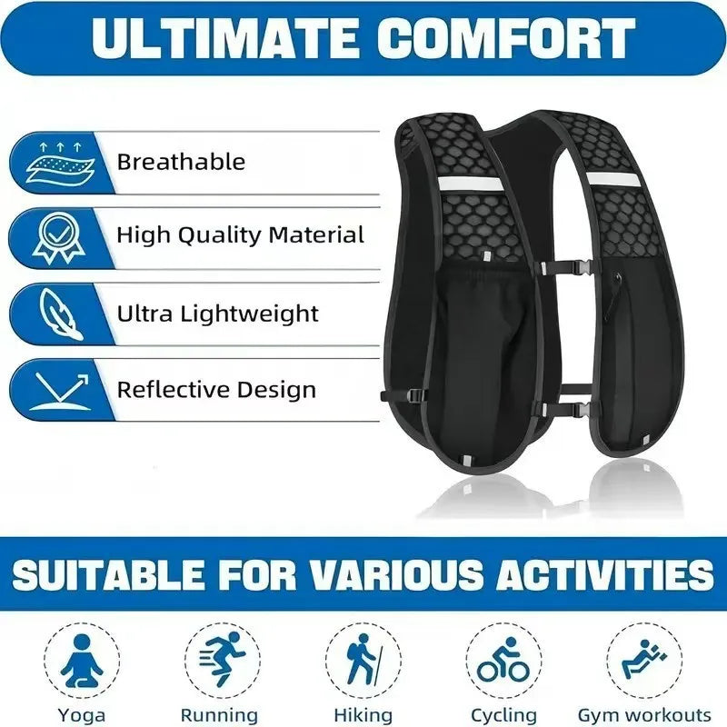 1-ZAVORA Running Hydration Vest + 500ml Soft Flask