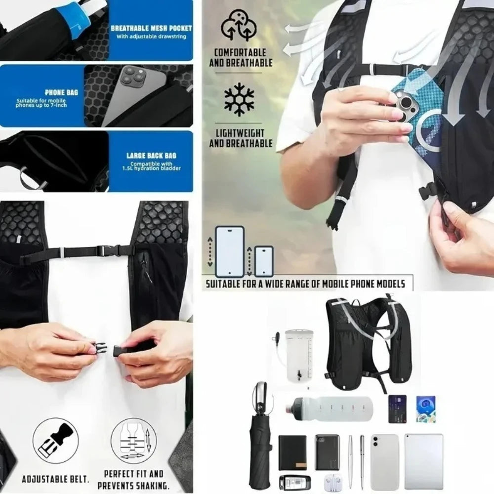 1-ZAVORA Running Hydration Vest + 500ml Soft Flask